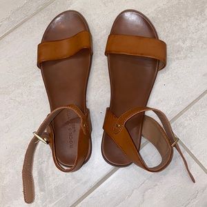 Dark brown faux leather sandals